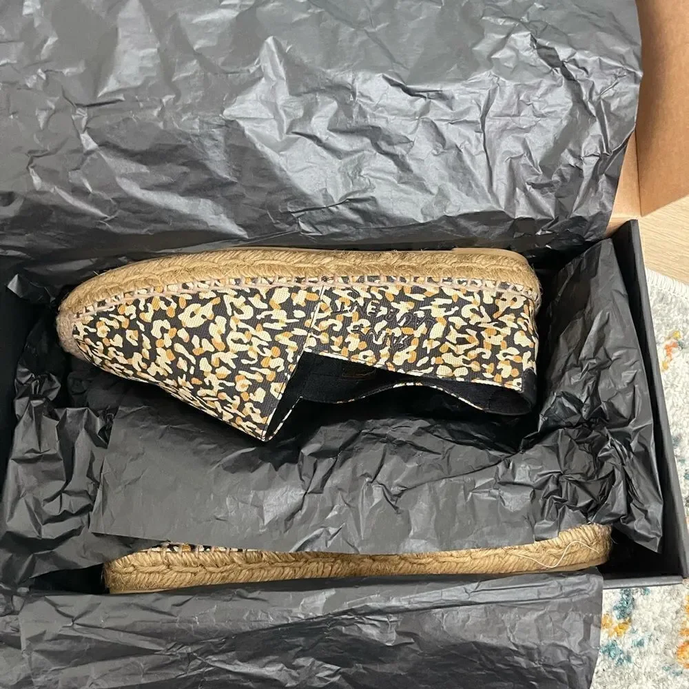 Saint Laurent leopard-print embroidered canvas espadrilles